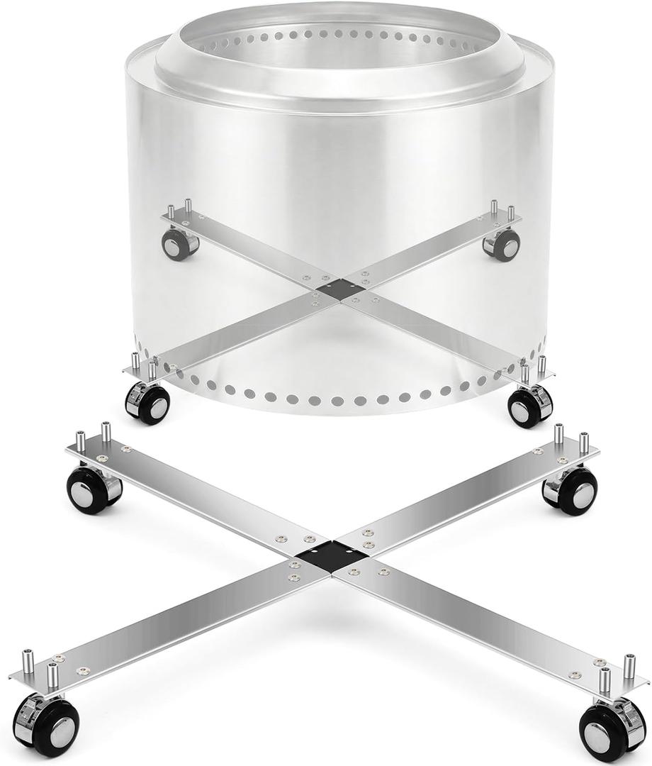 Zonon Rolling Firepit Stand with Wheels, 19-27" Fire Pit on Wheels for Outside Portable Elevated Firepit Accessory Rust-Proof Stainless Steel Camping Fire Pit Stand for Patio Camping Gifting Outdoor