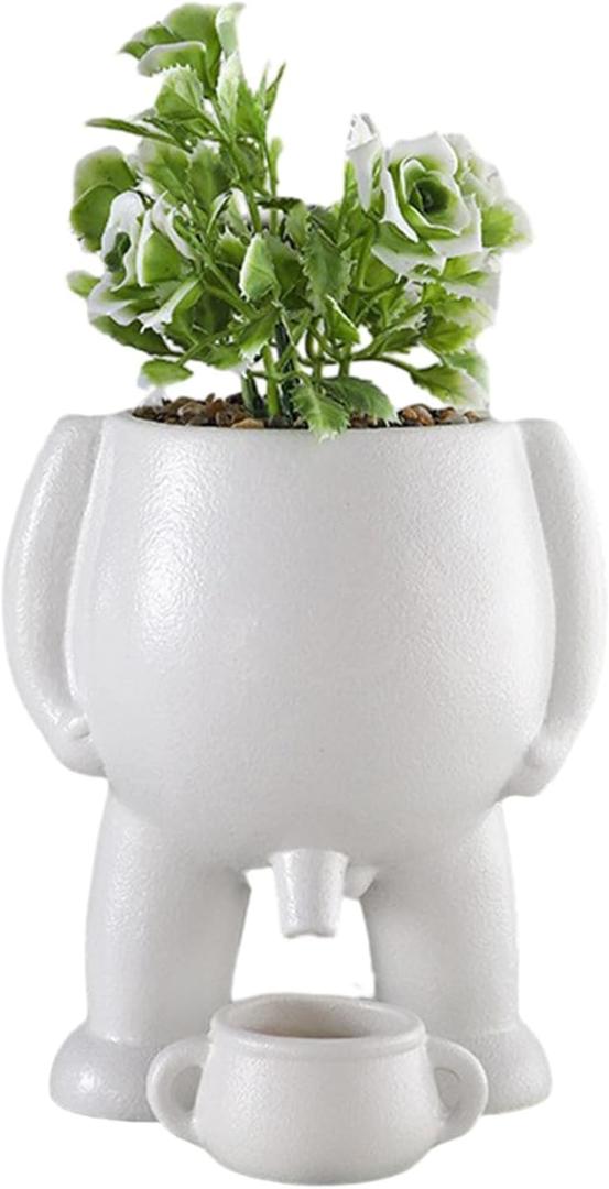 Funny Shaped Planter Pot - Unique Body Shaped Plant Pot with Novelty Peeing Design for Indoor Plants, Funny Succulent Pots and Home Decor Gift (White)