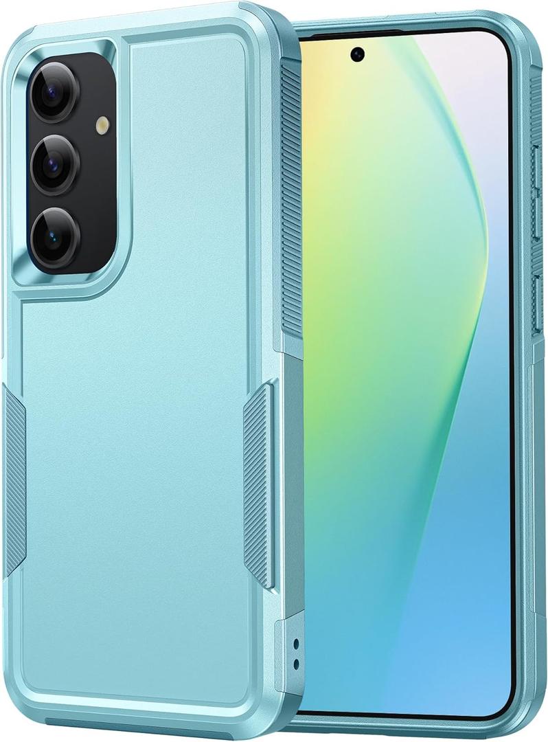 FNTCASE for Samsung Galaxy S24 CaseDual Layer Rugged Protective Phone Cover | Heavy Duty Non-Slip Shockproof Protection Phonecases | Military Grade Drop Proof Bumper Tough - 2024, 6.2inch (Matte Teal)
