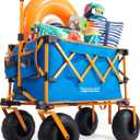 Old Bahama Bay Foldable Beach Wagon with Balloon Wheels, Heavy Duty Collapsible Wagon Cart for Soft Sand, Large Capacity Wagon with Umbrella Holder & Side Storage, 330 lbs Load Capacity