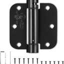 PTSOC Self-Closing Door Hinge, 3.5 Inch x 3.5 Inch, 1 Pack, Rounded 5/ 8 Radius Corners, Spring Loaded Hinge Adjustable Tension for Residential/ Commercial Standard Interior Doors, Matte Black