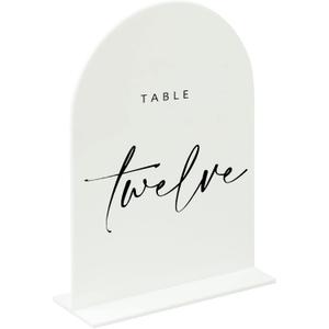 5x7 Inch White Arch Acrylic Sign with Stand | 10 Pack Blank White Acrylic Arch Sign with Base for DIY Wedding Table Numbers, Arched Wedding Signage, Events& Parties (5x7 Inch 10pcs)