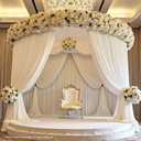 50ft×15ft White Backdrop Curtain for Wedding Parties, 10 Panels Wrinkle Free 15 FT Long Polyester Photo Backdrop Drapes Back Drop Cloth for Birthday Photography Background, W5' X H15'