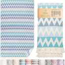 Premium Turkish Beach Towel 100% Cotton, Quick Dry, Sand Free, Oversized Beach Towel 35x 67 Ideal for Travel, Pool, and Beach, Zig Zag Blue