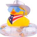 Yellow Duck Car Ornaments Rubber Duck Car Dashboard Decorations with Mini Cowboy Hat Scarf Sunglasses Swim Ring Necklace for Car Dashboard Decoration(Q28)