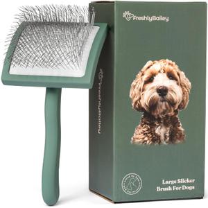 Freshly Bailey Doodle Brush for Goldendoodle, Poodle, and Labradoodle Coats - Best Slicker for Dogs With Wavy & Curly Hair - Detangle & Fluff Like a Pro - Grooming Must Haves (Large)