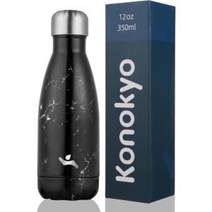 Insulated Water Bottles,12 oz Double Wall Stainless Steel Vacumm Metal Flask for Sports Travel,Marble Midnight (12 Ounces)