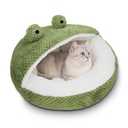 CWV Cute Cat Beds Kitten Beds, Soft Small Dog Beds, Washable Pet Beds for Puppy and Kitty, Funny Frog Cat Cave, 23 Inches