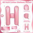 40 Inch Pastel Pink OH BABY Balloon for Baby Shower, Large Light Pink OH BABY Balloon Letters with Ribbon, Pearl Pink Alphabet Balloons Banner Sign for Girl Birthday Party Backdrop Decorations
