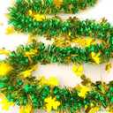 33Ft St Patrick's Day Tinsel Twist Garland Decorations Shiny Thick Shamrock Metallic Hanging Wreath for St Patricks Day Parade Floats and Other Holidays Party Hanging Decor Supplies