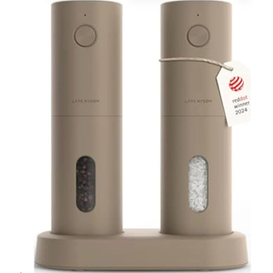LARS NYSM Electric Salt and Pepper Grinder Set, USB Rechargeable, Automatic Salt and Pepper Mills, Spice Shakers Refillable with LED Light, Adjustable Coarseness, Ceramic Grinder 