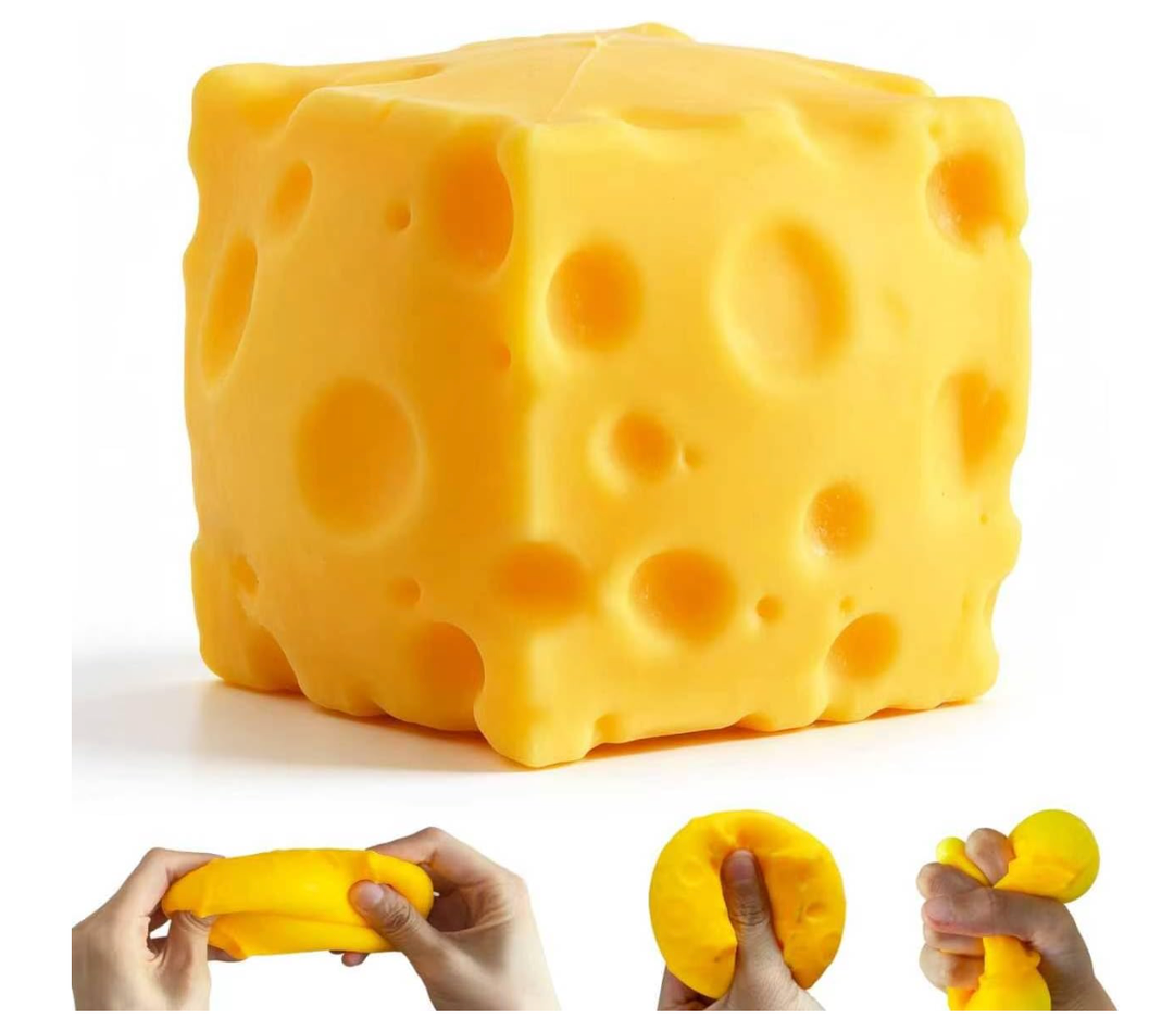 Yellow Cheese Squeeze Toy, Easter Basket Stuffers for Kids Teens, Soft Simulation Food Squeeze Toy, Cute Desk Decor, Birthday Gift for Girls Boys, Office Classroom Fidget Pack