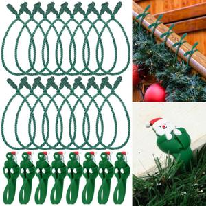 Zhengmy 24 Pcs Christmas Garland Ties and Christmas Garland Hanger Set for Banister Railing and Mantle Wreath Twist Ties Reusable Adhesive Straps for Xmas Home Decoration Holiday Wrapping(Santa Claus)