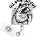2 x Funny Badge Reel Badge Reel Retractable Mental Health ID with Clip, Racoon Badge Holder for Nursing Students RNs CNAS Doctors Staff Social Worker (All People Out)