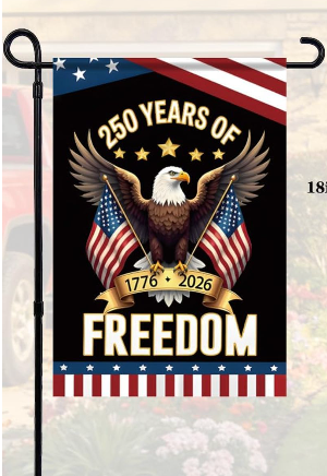 American Flag 5X8 Ft, Multipurpose Heavy Duty US Flag, 4 Brass Grommets Banner 250 Years of Independence Yard Sign Eagle Design 4th of July Double-Sided Waterproof Flag 12x18 Inch