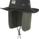 Sun Hat with Removable Neck Flap, UPF 50+ Breathable Lightweight Fishing Hat, Quick-Drying Safari Hat for Garden Hiking (One Size-Medium, Black)