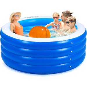 Biange Blow Up Pool, 72" X 30" Round Inflatable Swimming Pool, Kids Pool Inflatable, Kiddie Baby Swimming Pool for Backyard (Blue)