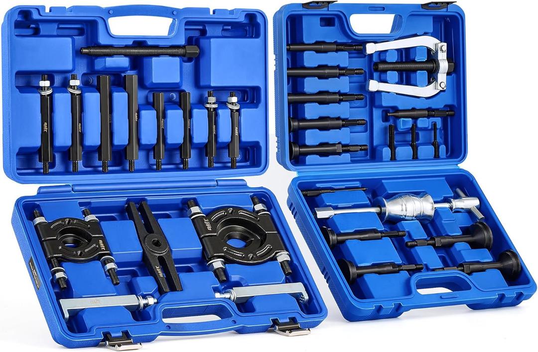 Orion Motor Tech Bearing Puller & Housing Removal Set, 30 pc. 2-in-1 Bearing Puller Tool Set for Wheel Bearing Bushing Axle, Blind Hole Bearing Puller & Bearing Separator Set with Slide Hammer Collets