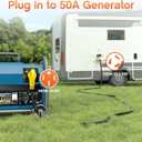 10FT 50 Amp Generator Cord, NEMA 14-50P/SS2-50R Heavy-Duty 4 Conductors Cable, Pure Copper STW RV Extension Cord, Female Plug with Twist Lock, Suitable for RV or Camper, ETL Listed