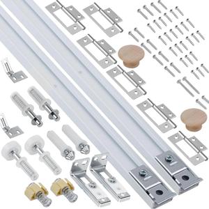 Bifold Door Hardware Kit, 2-Pack 18-Inch Bi-fold Closet Door Track Kit Bifold Closet Door Hardware Kit Folding Door Hardware Repair Replacement Tool Kit, Can Be Connected Into 36Inch