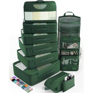 Veken 10 Set Packing Cubes for Travel Essential, Suitcase Organizer Bags in 4 Sizes, Carry-On Luggage Accessories with Large Laundry & Hanging Toiletry Bag, Must-Have for Airplane, Road Trip & Camping
