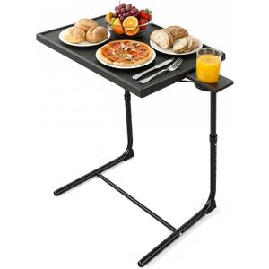TV Tray Table, TV Tray with 6 Height & 3 Tilt Adjustments, Black, 1pcs