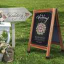SELEAD Solid Wood A-Frame Chalkboard - 30" x 20" Magnetic Sandwich Board Signs Outdoor Standing Chalk Board Easel Sidewalk Pizarra for Menu, Business, Wedding - Rustic Brown