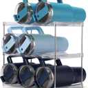 Stackable Water Bottle Organizer for Stanley 40 oz Tumbler, Water Bottle Holder for Others' Large Cup, Tumbler Organizer for Cabinet, Water Bottle Storage Rack, Wine Rack, Hold 9, 3 Tiers
