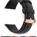 Fullmosa Watch Band, Quick Release Leather Watch Strap Compatible with Samsung Galaxy Garmin for Men Women, Replacement Bands Width 12mm 14mm 16mm 18mm 19mm 20mm 21mm 22mm 24mm