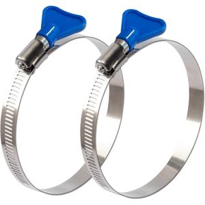ISPINNER 2pcs 5 Inch Key-Type 304 Stainless Steel Worm Gear Hose Clamps, Adjustable Size Range 105-127mm Clamps for Dryer Vent, Dust Collector and Automotive