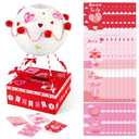 Chivertion Valentines Day Boxes DIY Mailbox with 32 Hot Air Balloon Greeting Cards Valentine's Day Table Box Gift for Party Favor Sets for School Classroom Gifts Exchange