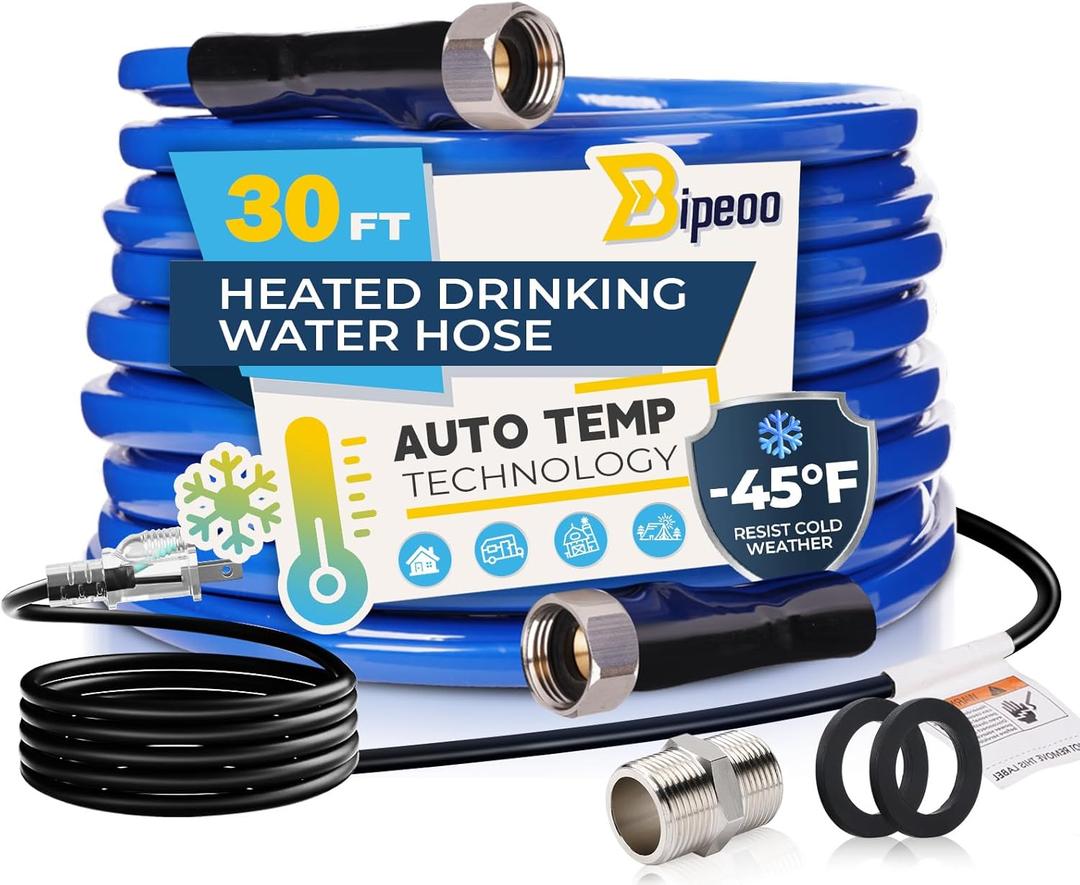 30FT Heated Water Hose for Rv,Heated Drinking Water Hose Antifreeze to -45F,Great Rv Accessories for Campers,Livestock,Agriculture,Lead and BPA Free