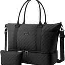 HOTOR Travel Duffel Bag - Weekender Bags for Women, Gym Tote Bags with Shoe Compartment, Carry On Overnight Bag with Toiletry Bag for Travel Essentials and Travel Accessories, Black, 13.4"17.3"7.9"