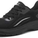 Treesky Non Slip Work Shoes for Women in Food Service - Slip Resistant, Comfortable & Lightweight Sneakers, Suitable for Restaurant, Kitchen & Nursing Crews (7.5, Black)