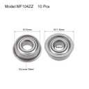 TOP-VIGOR 10Pcs MF104ZZ Flanged Ball Bearing, 4mmx10mmx4mm Double Shielded Chrome Steel Deep Groove Bearings for Glider, Wheels, lawnmowers, Printers, Motors, Reducer