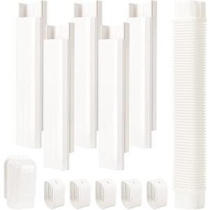 4" W 9 Ft Line Set Cover Kit for Mini Split Air Conditioner Decorative PVC Line Cover Kit for Central Air Conditioner Mini Split AC Cover for Outside Heat Pumps Tubing Cover