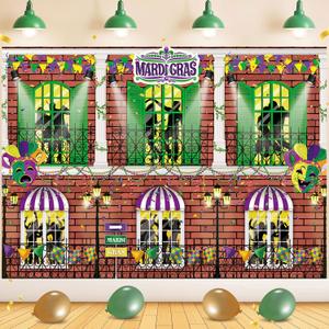 Mardi Gras Banner Backdrop 8x6FT Carnival Mask Masquerade Photography Background Castle Dress-Up Dance Party Decorations Supplies Photo Props