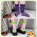 5 Pairs Womens Socks Funny Dog Socks Compatible with Chalier Cozy Cute Animal Ladies Sock Gifts for Women,One Size,Striped Cat