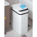 Yatmung Touchless Bathroom Trash Can - 2.5 Gallon Smart Trash Can Sensor Motion - Skinny Trash Bin with Lid - Electric, Narrow, Plastic, Auto Open - Small Slim Automatic Garbage Can (White)