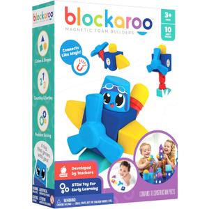 Blockaroo Magnetic Foam Building Blocks - 10-Piece Airplane, Bath Toys for Toddlers, Preschool Toys, Bathtub Toys, Sensory Toys, Blocks for Toddlers 3-5, Engineering Toys for Kids 3-5, Bath Blocks
