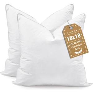 BHZ Throw Pillows 18x18 Euro Pillow Inserts Set of 2, Down Feather Alternative Pillow Inserts, Decorative Soft Large Square White Throw Pillows Insert for Couch Bed Dorm Sofa with Breathable Cover