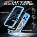 for iPhone 17 Pro Max Case with Magnetic Invisible Stand [Compatible with MagSafe] Military Drop Protection Shockproof Slim Translucent Skin-Touch Case Cover Light Blue