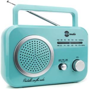 Radio Teal/Silver Premium Home Vintage Portable Retro Radio Classic AM/FM Radio with Built in Speakers + Headphone Jack (Turquoise)