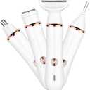 4-in-1Women's Electric ShaverBikini Trimmer for WomenPainless Electric Razor for Pubic Hair, Face, Legs, UnderarmsPortable Cordless Shaver