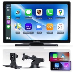 CarPlay Screen for Car 9" Wireless Car Play Compatible with Wireless/Wired Apple Carplay & Android Auto with Mirror Link/Auto Brightness Adjustment/Navigation/Voice Control