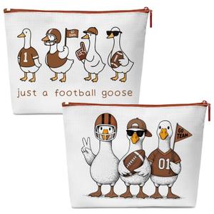 2 x TheClover 2-Pack Silly Goose Football Pouch Fun Canvas Bags for Makeup, Travel, & Everyday Storage, Perfect for Football Fans & Unique Goose Gifts