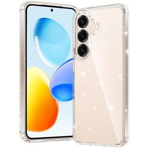 FNTCASE for Samsung Galaxy S25 Case: Military Grade Drop Protection Anti Yellowing Cell Phone Cover - Rugged Shockproof Protective Bumper Transparent Cases(Glitter)