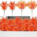 Artificial Fake Fall Flowers Plants for Outdoor Outside 4 Bundles 2 Styles Orange Yellow Mums Daisy Flowers Look Real Autumn Plants for Home Kitchen Christmas Thanksgiving Autumns Yard Decoration