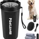 Professional 7 in 1 Dog Paw Cleaner for Dogs & Cats - Includes 1 Portable Paw Washer, 1 Bath Brush, 2 Dog Toothbrushes and 3 Absorbent Towels Note: Fits Paws 2.5 to 3.5 Inches Wide (Large, Black)