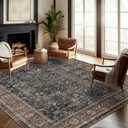 CHAMPLANT Washable Area Rug 9'x12' Retro Boho Design Non-Shedding Easy Care Ideal for High Traffic Areas in Living Room Bedroom Office Coffee Table Kitchen Large Carpet
